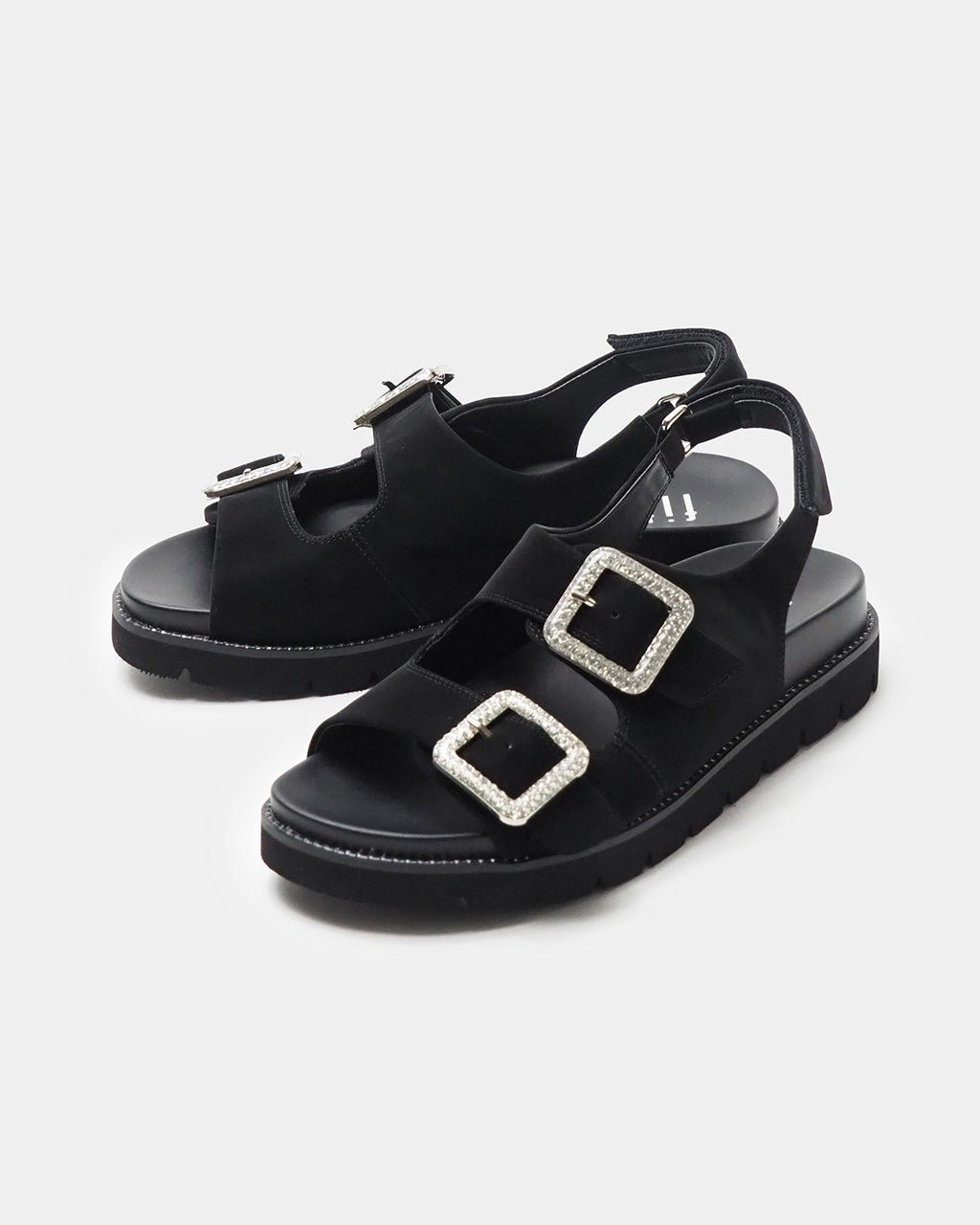 【フィットフィット/fitfit】のフットベッドストラップビジューサンダル インテリア・キッズ・メンズ・レディースファッション・服の通販 founy(ファニー) 　ファッション　Fashion　レディースファッション　Fashion for Women　インソール　Shoe Insole　コーティング　Coating, Coated Finish　軽量　Lightweight, Ultra Light　サンダル　Sandals, Summer Shoes　ストーン　Stone, Gem-Like　スポーティ　Sporty, Casual Athletic　スリット　Slit, Slit Detail　ビジュー　Bijou, Jewel-like Accent　フィット　Fit, Slim Fit　ブラック|ID: prp329100003953875 ipo3291000000035184718