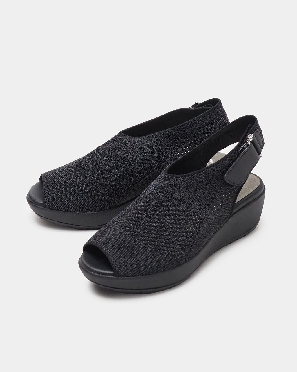 【フィットフィット/fitfit】の厚底シアーニットサンダル インテリア・キッズ・メンズ・レディースファッション・服の通販 founy(ファニー) 　ファッション　Fashion　レディースファッション　Fashion for Women　オレンジ　Orange　厚底　Platform Shoes　クッション　Cushion, Throw Pillow　軽量　Lightweight, Ultra Light　サンダル　Sandals, Summer Shoes　チャーム　Charm, Pendant　フィット　Fit, Slim Fit　ワイド　Wide, Wide Fit　夏　Summer　エレガント 上品　Elegant　ブラック|ID: prp329100003953881 ipo3291000000028264605