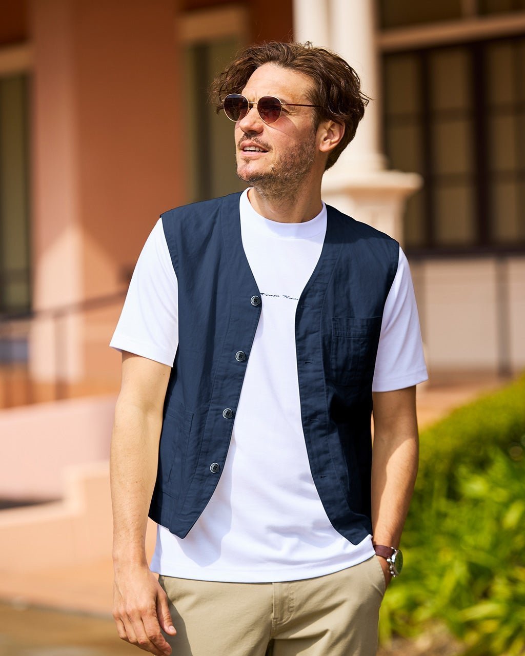 【ドゥクラッセ/DoCLASSE / MEN】のリネンコットンサマーベスト インテリア・キッズ・メンズ・レディースファッション・服の通販 founy(ファニー) 　ファッション　Fashion　メンズファッション　Fashion for Men　ジャケット　Jacket, Outerwear　ベスト　Vest, Waistcoat　メンズ　Men's, Menswear　リネン　Linen, Linen Fabric　ネイビー|ID: prp329100003953929 ipo3291000000028264641