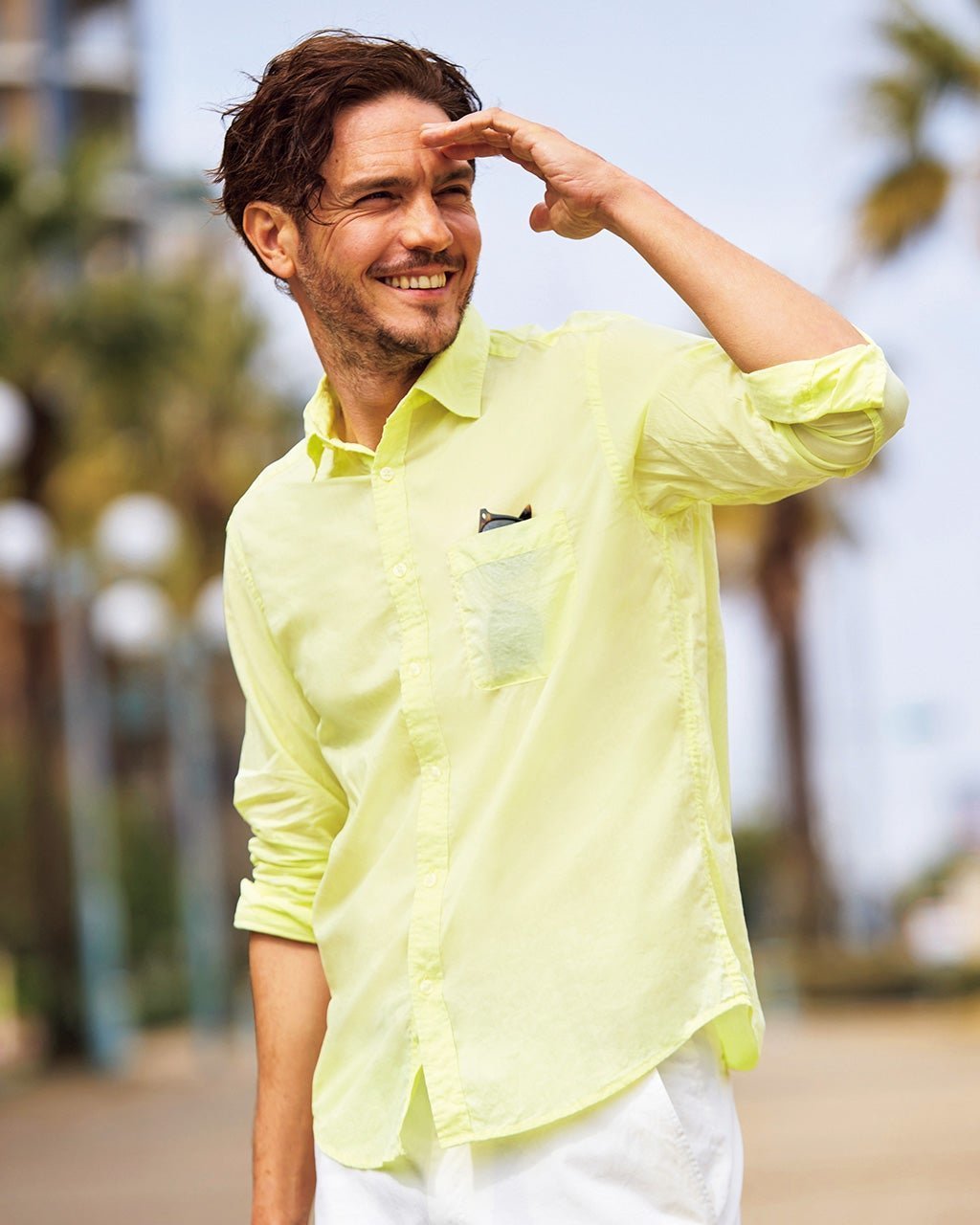 【ドゥクラッセ/DoCLASSE / MEN】のシルキーコットンローンシャツ(長袖) インテリア・キッズ・メンズ・レディースファッション・服の通販 founy(ファニー) 　ファッション　Fashion　メンズファッション　Fashion for Men　デニム　Denim, Jeans Material　プリーツ　Pleats, Pleated　ボックス　Boxy, Box Shape　ボトム　Bottoms, Lower Wear　メンズ　Men's, Menswear　長袖　Long Sleeve, Full Sleeve　ライトイエロー|ID: prp329100003953954 ipo3291000000028264652