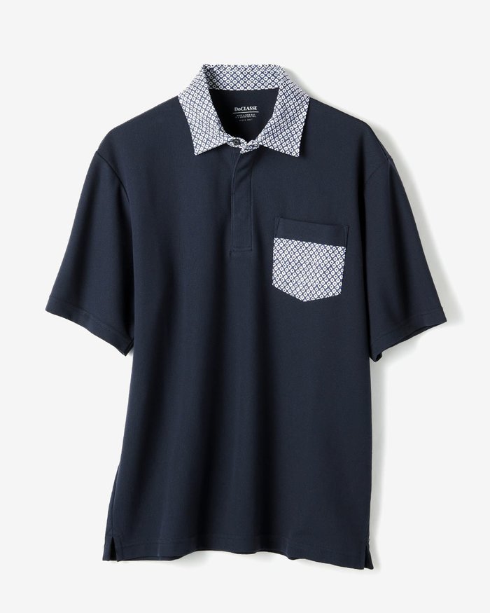 【ドゥクラッセ/DoCLASSE / MEN】のシャツ襟鹿の子ポロ 半袖 インテリア・キッズ・メンズ・レディースファッション・服の通販 founy(ファニー) https://founy.com/ ファッション Fashion メンズファッション Men's Style Online トップス・カットソー Tops/Tshirt/Men シャツ Shirts ポロシャツ Polo Shirts プリント Print ポケット Pocket メンズ Mens 半袖 Short Sleeve 鹿の子 Pique |ID: prp329100003953967 ipo3291000000032260455