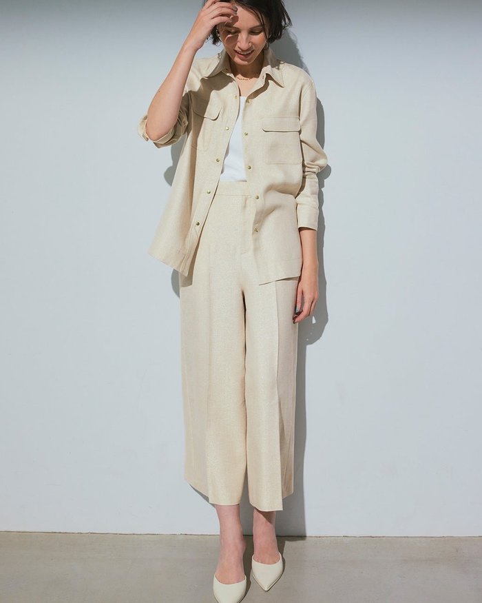 【ドゥクラッセ/DoCLASSE】のラメリネン・ワイドクロップドパンツ インテリア・キッズ・メンズ・レディースファッション・服の通販 founy(ファニー) https://founy.com/ ファッション Fashion レディースファッション Fashion for Women パンツ Pants & Trousers ジャケット Jacket, Outerwear セットアップ Set-Up, Coordinated Outfit リネン Linen, Linen Fabric ワイド Wide, Wide Fit 夏 Summer |ID: prp329100003954025 ipo3291000000028264688