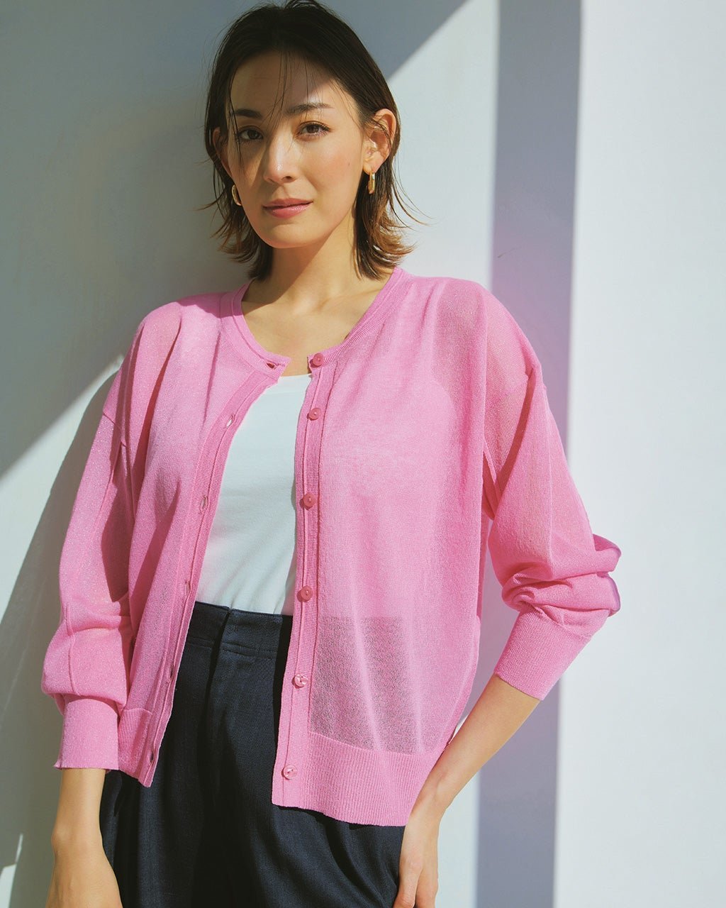 【ドゥクラッセ/DoCLASSE】の麻混スパークリングニット・クルーカーディガン 人気、トレンドファッション・服の通販 founy(ファニー) 　ファッション　Fashion　レディースファッション　Fashion for Women　トップス・カットソー　Cut & Sew Tops　ニット　Knit Tops & Sweaters　カーディガン・羽織り　Layered Style Cardigans　カーディガン　Cardigan, Knitwear　ショート　Short, Short Length　シンプル　Simple, Minimal　バランス　Balance, Style Balance　定番　Standard, Basic Item　 other-1|ID: prp329100003954076 ipo3291000000035894184