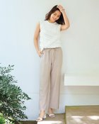 【ドゥクラッセ/DoCLASSE】のリネンタッチ・セミワイドパンツ グレージュ|ID:prp329100003954107