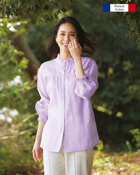 【ドゥクラッセ/DoCLASSE】の甘織りリネン・フリルデザインブラウス 人気、トレンドファッション・服の通販 founy(ファニー) ファッション Fashion レディースファッション WOMEN トップス・カットソー Tops/Tshirt シャツ/ブラウス Shirts/Blouses シンプル Simple スタンド Stand スリーブ Sleeve フランス France フリル Frills プレミアム Premium リネン Linen エレガント 上品 Elegant |ID:prp329100003954119
