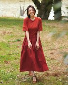 【ドゥクラッセ/DoCLASSE】の異素材コンビ・ベルトデザインワンピース コニャック|ID: prp329100003954138 ipo3291000000035894190