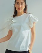 【ドゥクラッセ/DoCLASSE】の異素材コンビ・リボンデザイントップス 人気、トレンドファッション・服の通販 founy(ファニー) ファッション Fashion レディースファッション Fashion for Women トップス・カットソー Cut & Sew Tops シャツ・ブラウス・オフィスカジュアル Elegant Blouses & Button-Ups ロングTシャツ・Tシャツ Longline T-Shirts & Tees カットソー・ベーシックTシャツ Cut-and-Sewn Tops / Stretch Tees & Basics なめらか Smooth, Silky Texture カットソー Cut and Sewn Top シルケット Silket, Silky Cotton バルーン Balloon, Balloon Silhouette モチーフ Motif, Design Theme リボン Ribbon, Bow thumbnail オフホワイト|ID: prp329100003954193 ipo3291000000033126133