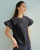 【ドゥクラッセ/DoCLASSE】の異素材コンビ・リボンデザイントップス 人気、トレンドファッション・服の通販 founy(ファニー) ファッション Fashion レディースファッション Fashion for Women トップス・カットソー Cut & Sew Tops シャツ・ブラウス・オフィスカジュアル Elegant Blouses & Button-Ups ロングTシャツ・Tシャツ Longline T-Shirts & Tees カットソー・ベーシックTシャツ Cut-and-Sewn Tops / Stretch Tees & Basics なめらか Smooth, Silky Texture カットソー Cut and Sewn Top シルケット Silket, Silky Cotton バルーン Balloon, Balloon Silhouette モチーフ Motif, Design Theme リボン Ribbon, Bow thumbnail ブラック|ID: prp329100003954193 ipo3291000000033126134