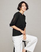【ドゥクラッセ/DoCLASSE】のスリットシフォン・パフ袖トップス ブラック|ID: prp329100003954202 ipo3291000000033870286