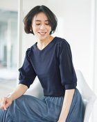 【ドゥクラッセ/DoCLASSE】のスリットシフォン・パフ袖トップス ネイビー|ID: prp329100003954202 ipo3291000000033870287