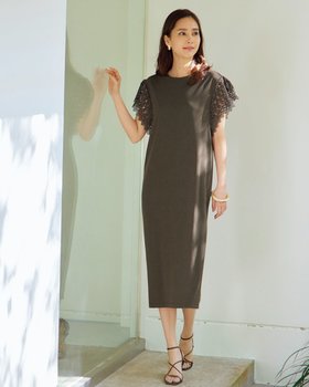 【ドゥクラッセ/DoCLASSE】 強撚ポンチ・袖レースワンピース人気、トレンドファッション・服の通販 founy(ファニー) ファッション Fashion レディースファッション Fashion for Women ワンピース Dresses なめらか Smooth, Silky Texture エレガント 上品 Elegant レース Lace, Lace Fabric |ID:prp329100003989164