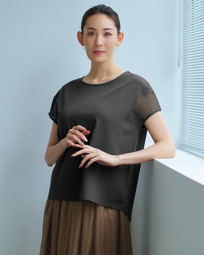 【ドゥクラッセ/DoCLASSE】のシフォンスリーブ・Tブラウス インテリア・キッズ・メンズ・レディースファッション・服の通販 founy(ファニー) https://founy.com/ ファッション Fashion レディースファッション Fashion for Women トップス・カットソー Cut & Sew Tops シャツ・ブラウス・オフィスカジュアル Elegant Blouses & Button-Ups ロングTシャツ・Tシャツ Longline T-Shirts & Tees カットソー・ベーシックTシャツ Cut-and-Sewn Tops / Stretch Tees & Basics カットソー Cut and Sewn Top シアー Sheer, See-Through シフォン Chiffon, Lightweight Fabric スタイリッシュ Stylish, Fashionable ストレッチ Stretch, Stretchy Fabric スリーブ Sleeve, Long Sleeve / Short Sleeve フレンチ French, French Style エレガント 上品 Elegant |ID: prp329100003989171 ipo3291000000033578264