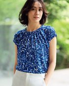 【ドゥクラッセ/DoCLASSE】のUVスラブ・ギャザーフレンチトップス ブルー&times;ネイビー|ID: prp329100003989179 ipo3291000000035991316