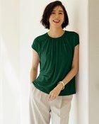 【ドゥクラッセ/DoCLASSE】のUVスラブ・ギャザーフレンチトップス グリーン|ID: prp329100003989179 ipo3291000000035991346