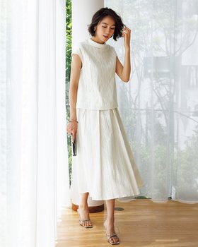 【ドゥクラッセ/DoCLASSE】 カットワークレース・タックフレアスカート人気、トレンドファッション・服の通販 founy(ファニー) ファッション Fashion レディースファッション Fashion for Women スカート Skirts Aライン・フレアスカート A-Line & Flared Skirts ストライプ Stripe, Striped Pattern セットアップ Set-Up, Coordinated Outfit フォーマル Formal, Dressy フレア Flare, Flared エレガント 上品 Elegant |ID:prp329100003989189