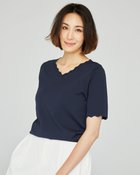 【ドゥクラッセ/DoCLASSE】のUVニット・スカラップVネック ミッドナイトブルー|ID: prp329100004013854 ipo3291000000036009648