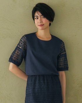 【ドゥクラッセ/DoCLASSE】の袖レース・クルーネックトップス 人気、トレンドファッション・服の通販 founy(ファニー) ファッション Fashion レディースファッション WOMEN トップス・カットソー Tops/Tshirt シャツ/ブラウス Shirts/Blouses ロング / Tシャツ T-Shirts カットソー Cut and Sewn おすすめ Recommend カットソー Cut And Sew セットアップ Set Up レース Race 夏 Summer |ID:prp329100004020891