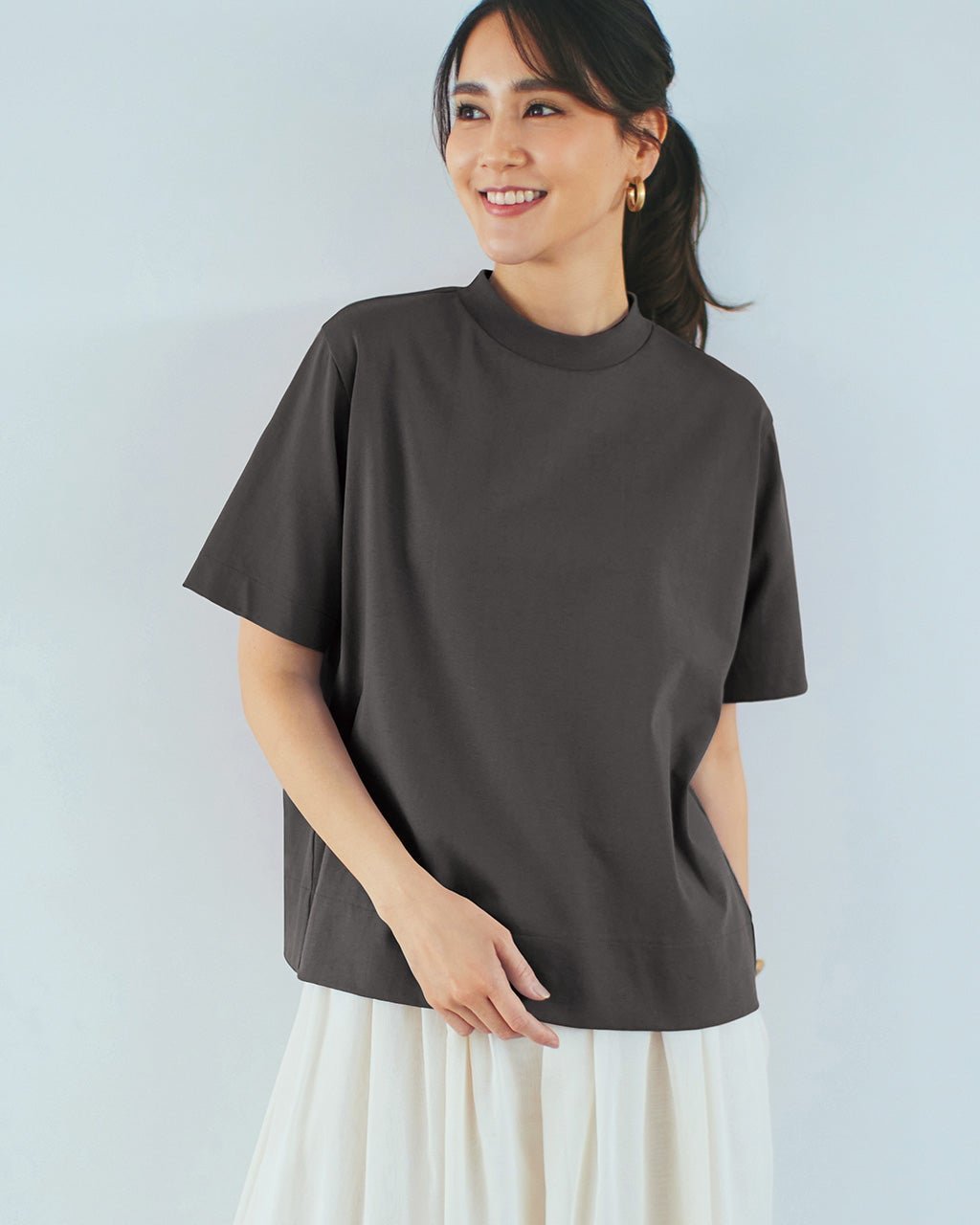 【ドゥクラッセ/DoCLASSE】の高密度シルコットン・プチハイネックT 人気、トレンドファッション・服の通販 founy(ファニー) 　ファッション　Fashion　レディースファッション　Fashion for Women　トップス・カットソー　Cut & Sew Tops　シャツ・ブラウス・オフィスカジュアル　Elegant Blouses & Button-Ups　ロングTシャツ・Tシャツ　Longline T-Shirts & Tees　カットソー・ベーシックTシャツ　Cut-and-Sewn Tops / Stretch Tees & Basics　カットソー　Cut and Sewn Top　フォルム　Silhouette, Form　夏　Summer　 other-1|ID: prp329100004020892 ipo3291000000032467077