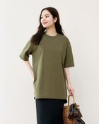 【ドゥクラッセ/DoCLASSE】の高密度シルコットン・5分袖ロングT/64㎝ オリーブ|ID: prp329100004020895 ipo3291000000036009716