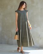 【ドゥクラッセ/DoCLASSE】のインドコットン・幾何柄刺しゅうワンピース カーキ|ID: prp329100004020912 ipo3291000000033431217