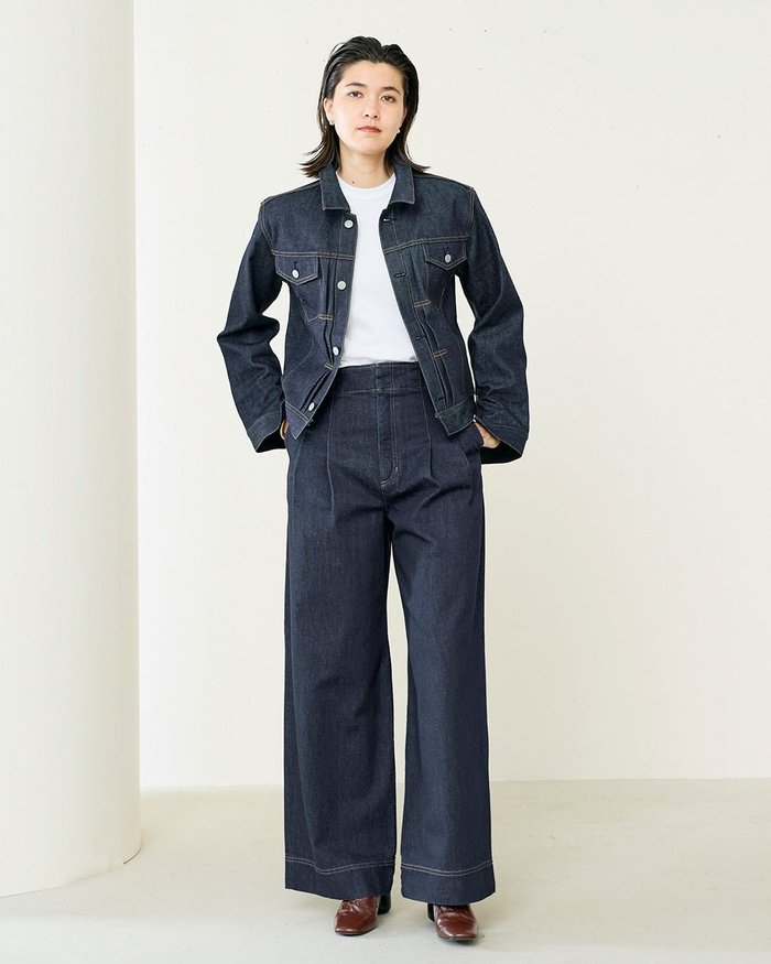 【ドゥクラッセ/DoCLASSE】のインディゴデニム・タックワイドパンツ インテリア・キッズ・メンズ・レディースファッション・服の通販 founy(ファニー) https://founy.com/ ファッション Fashion レディースファッション Fashion for Women パンツ Pants & Trousers デニム Denim, Jeans Material バランス Balance, Style Balance ヴィンテージ Vintage Style 夏 Summer |ID: prp329100004024602 ipo3291000000028265456