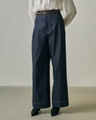 【ドゥクラッセ/DoCLASSE】のインディゴデニム・タックワイドパンツ ネイビー|ID: prp329100004024602 ipo3291000000035894280