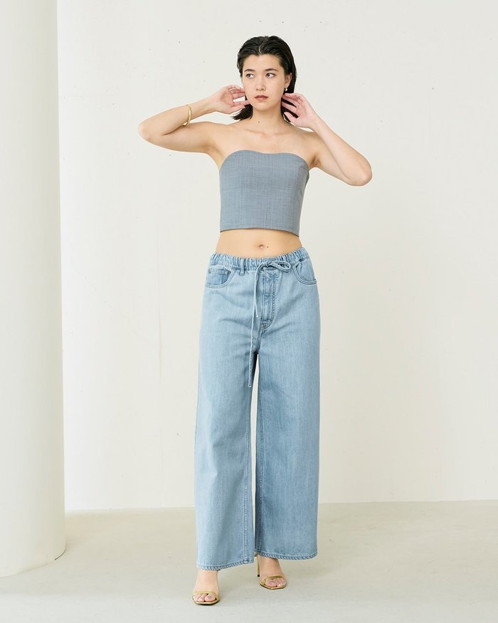 【ドゥクラッセ/DoCLASSE】のソフトデニム・ドローコードパンツ インテリア・キッズ・メンズ・レディースファッション・服の通販 founy(ファニー) https://founy.com/ ファッション Fashion レディースファッション Fashion for Women パンツ Pants & Trousers デニム Denim, Jeans Material プレミアム Premium, High-End ワイド Wide, Wide Fit 夏 Summer |ID: prp329100004025393 ipo3291000000028265475