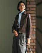 【ドゥクラッセ/DoCLASSE】のエコレザー・衿つきジャケット ブラウン|ID: prp329100004131893 ipo3291000000035735303