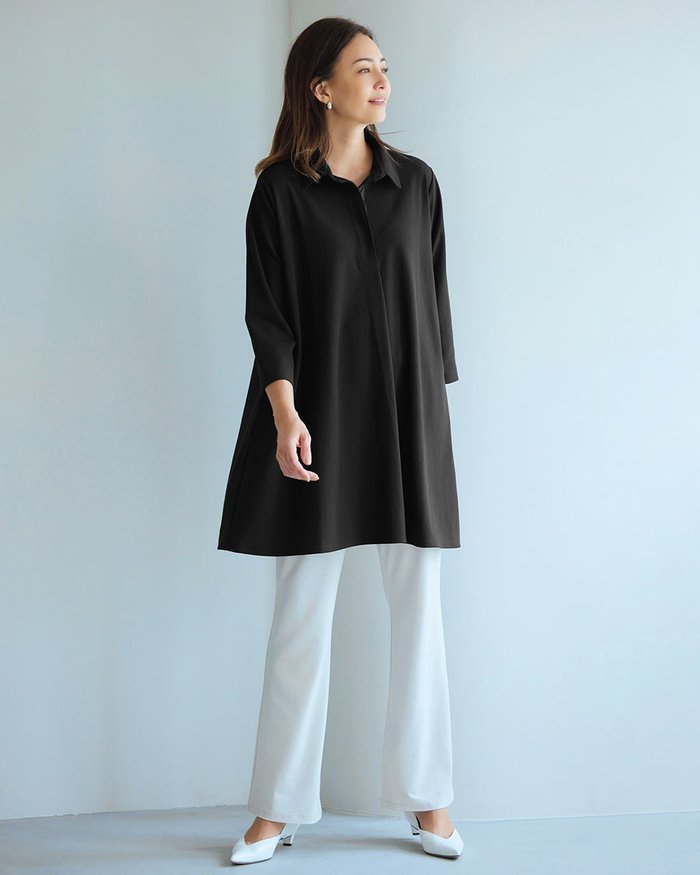 【ドゥクラッセ/DoCLASSE】のストレッチジョーゼット・ スキッパーチュニック インテリア・キッズ・メンズ・レディースファッション・服の通販 founy(ファニー) https://founy.com/ ファッション Fashion レディースファッション Fashion for Women トップス・カットソー Cut & Sew Tops カットソー Cut and Sewn Top サテン Satin, Glossy Fabric ジョーゼット Georgette, Semi-Sheer Fabric スキッパー Skipper, Open Collar ストレッチ Stretch, Stretchy Fabric チュニック Tunic, Long Top フレア Flare, Flared |ID: prp329100004131936 ipo3291000000034200420