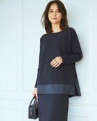 【ドゥクラッセ/DoCLASSE】のストレッチジョーゼット・切替ボートネックトップス ミッドナイトブルー|ID:prp329100004131976