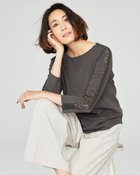 【ドゥクラッセ/DoCLASSE】のレースデザイン/7分袖・ドゥクラッセTシャツ チャコール|ID: prp329100004131978 ipo3291000000033542858