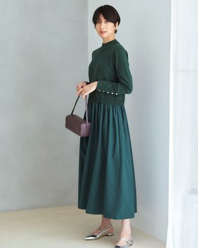 【ドゥクラッセ/DoCLASSE】のタフタ切替・パールボタン付きニットワンピ 人気、トレンドファッション・服の通販 founy(ファニー) ファッション Fashion レディースファッション WOMEN ワンピース Dress ニットワンピース Knit Dresses NEW・新作・新着・新入荷 New Arrivals タフタ Taffeta ドッキング Docking パール Pearl フェミニン Feminine 切替 Switching |ID:prp329100004134570