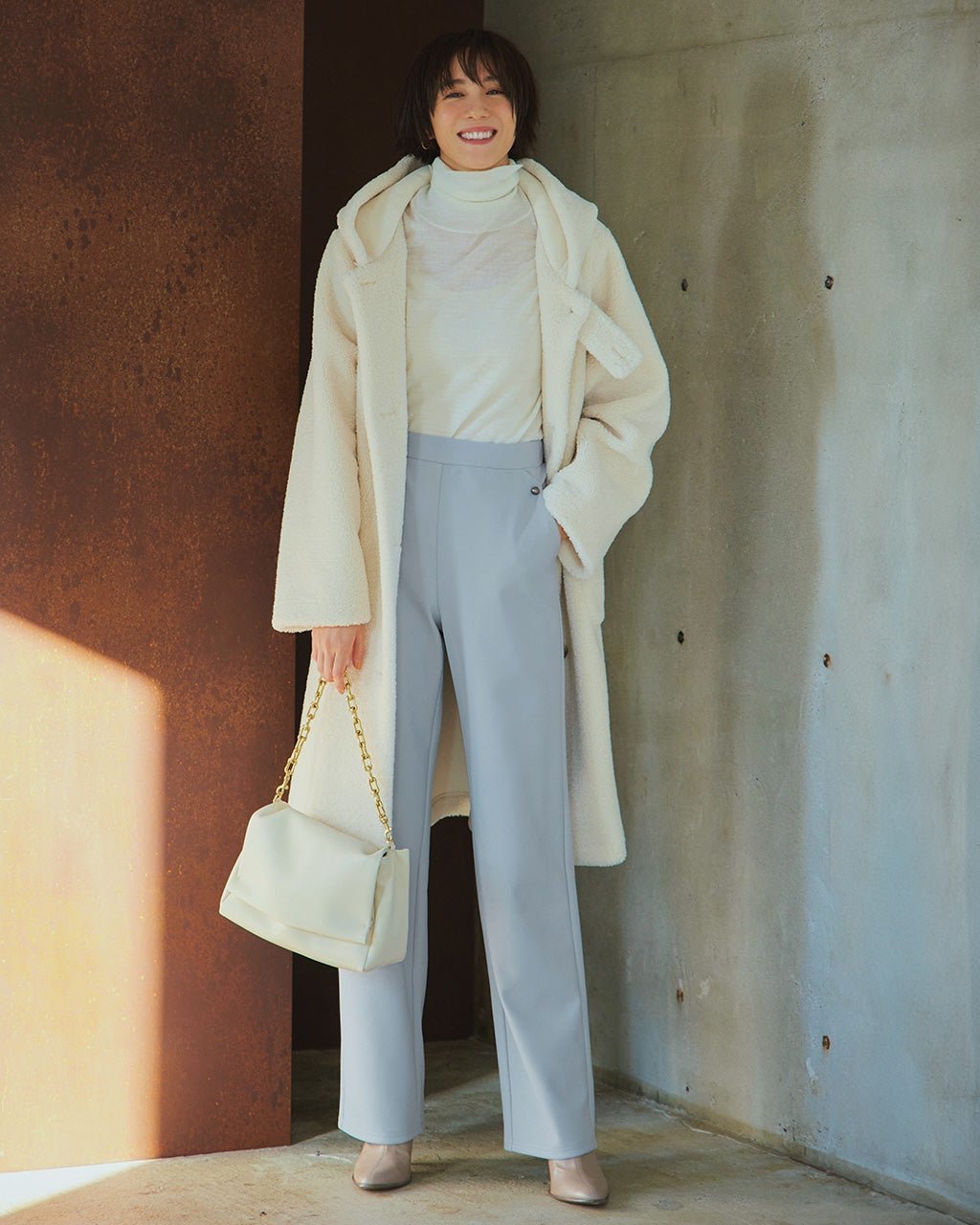 【ドゥクラッセ/DoCLASSE】のプレシャスウォームN・ストレート74cm 人気、トレンドファッション・服の通販 founy(ファニー) 　ファッション　Fashion　レディースファッション　Fashion for Women　パンツ　Pants & Trousers　カットソー　Cut and Sewn Top　ジョーゼット　Georgette, Semi-Sheer Fabric　ストレッチ　Stretch, Stretchy Fabric　ストレート　Straight, Straight Cut　スリム　Slim, Slim Fit　定番　Standard, Basic Item　パターン　Pattern, Design Print　フラット　Flat, Flat Shoes　ポケット　Pocket, Pocket Detail　ワイド　Wide, Wide Fit　A/W・秋冬　Autumn/Winter　エレガント 上品　Elegant　 other-1|ID: prp329100004134605 ipo3291000000029923058