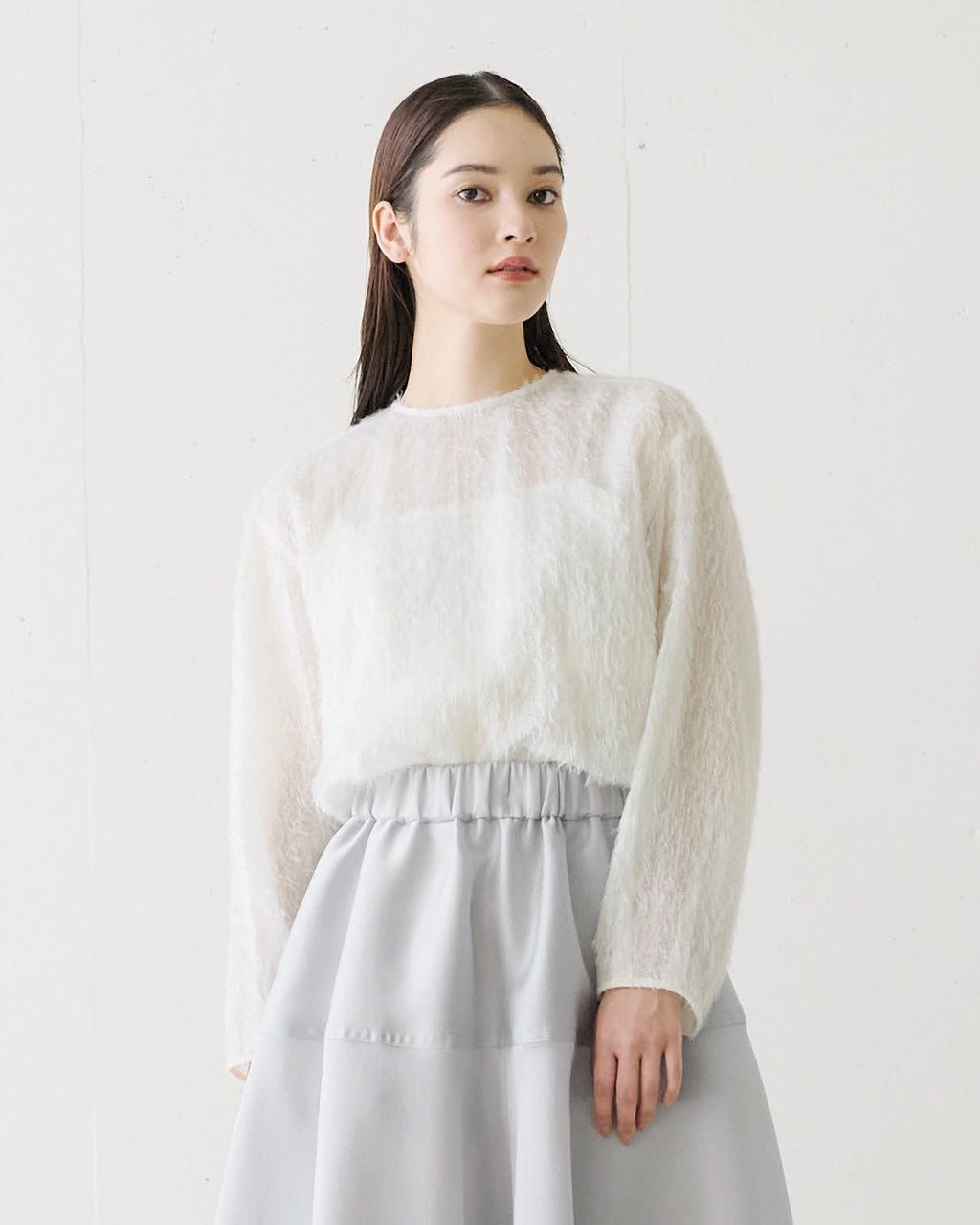 【ドゥクラッセ/DoCLASSE】のシャギージャカード・クルーブラウス 人気、トレンドファッション・服の通販 founy(ファニー) 　ファッション　Fashion　レディースファッション　Fashion for Women　トップス・カットソー　Cut & Sew Tops　シャツ・ブラウス・オフィスカジュアル　Elegant Blouses & Button-Ups　シンプル　Simple, Minimal　ジャカード／ジャガード　Jacquard, Woven Pattern　フィット　Fit, Slim Fit　 other-1|ID: prp329100004168556 ipo3291000000032636834