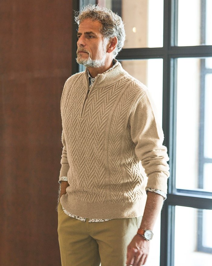 【ドゥクラッセ/DoCLASSE / MEN】のウールブレンド・杉綾ハーフジップ インテリア・キッズ・メンズ・レディースファッション・服の通販 founy(ファニー) https://founy.com/ ファッション Fashion メンズファッション Fashion for Men インナー Innerwear ジップ Zip, Zipper スタンド Stand Collar, Upright Stand セーター Sweater, Knitwear フロント Front, Front Design メンズ Men's, Menswear |ID: prp329100004168567 ipo3291000000034223113
