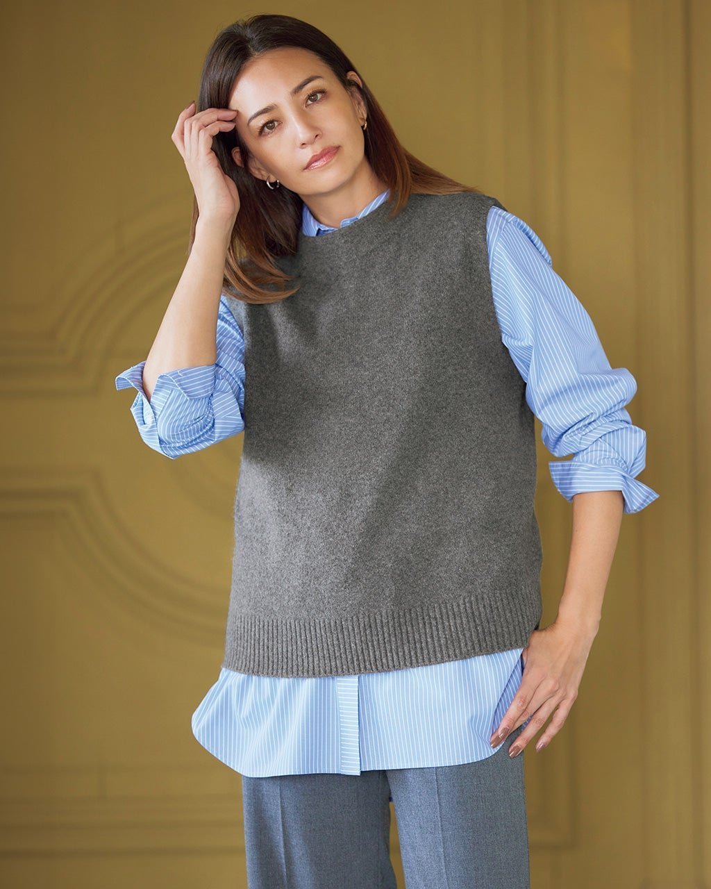 【ドゥクラッセ/DoCLASSE】のストレッチタム・ファネルネックニットベスト 人気、トレンドファッション・服の通販 founy(ファニー) 　ファッション　Fashion　レディースファッション　Fashion for Women　アウター　Coat / Outerwear Collection　レディースジャケット・軽アウター　Jackets　カットソー　Cut and Sewn Top　ジャケット　Jacket, Outerwear　ストレッチ　Stretch, Stretchy Fabric　ベスト　Vest, Waistcoat　ミドル　Middle Length, Mid Height　 other-1|ID: prp329100004168635 ipo3291000000034537335