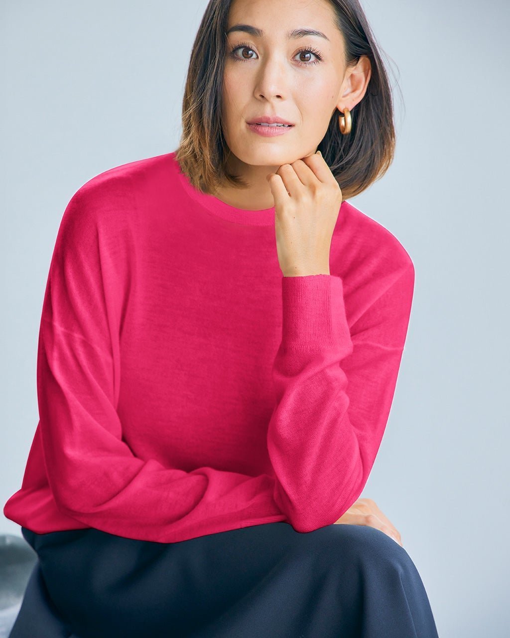 【ドゥクラッセ/DoCLASSE】のエアーカシミヤ・クルーネック/ショート丈 人気、トレンドファッション・服の通販 founy(ファニー) 　ファッション　Fashion　レディースファッション　Fashion for Women　トップス・カットソー　Cut & Sew Tops　ニット　Knit Tops & Sweaters　クロップド　Cropped, Short Length　シアー　Sheer, See-Through　ショート　Short, Short Length　セーター　Sweater, Knitwear　タートルネック　Turtleneck, High Neck　トレンド　Trend, Trending Now　フォルム　Silhouette, Form　フレア　Flare, Flared　ベーシック　Basic, Essential　モノトーン　Monotone, Black and White　ワイド　Wide, Wide Fit　エレガント 上品　Elegant　定番　Standard, Basic Item　 other-1|ID: prp329100004168660 ipo3291000000034888947