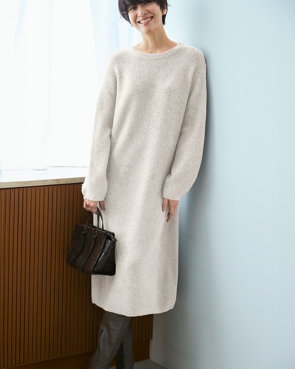 【ドゥクラッセ/DoCLASSE】のストレッチタム・片畦ニットワンピース 人気、トレンドファッション・服の通販 founy(ファニー) 　ファッション　Fashion　レディースファッション　WOMEN　ワンピース　Dress　ニットワンピース　Knit Dresses　畦　Ridge　 other-1|ID: prp329100004217689 ipo3291000000030582579