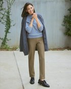 【ドゥクラッセ/DoCLASSE】の楽暖ベロアストレッチ・スリムテーパード72cm カーキベージュ|ID: prp329100004217696 ipo3291000000035991454