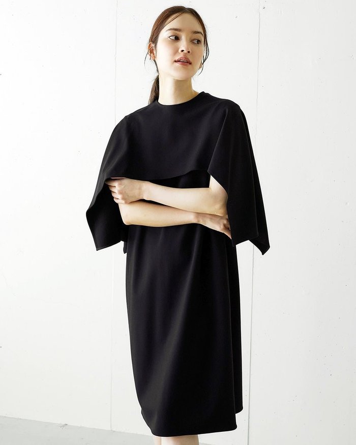 【ドゥクラッセ/DoCLASSE】のビスコースポンチ・2WAYケープワンピース インテリア・キッズ・メンズ・レディースファッション・服の通販 founy(ファニー) https://founy.com/ ファッション Fashion レディースファッション Fashion for Women ワンピース Dresses シンプル Simple, Minimal ストレッチ Stretch, Stretchy Fabric 今季 This Season, Current Season 長袖 Long Sleeve, Full Sleeve |ID: prp329100004231163 ipo3291000000035137307