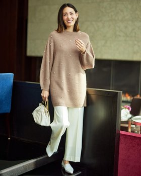 【ドゥクラッセ/DoCLASSE】 プランプニット・パールビジューチュニック人気、トレンドファッション・服の通販 founy(ファニー) ファッション Fashion レディースファッション Fashion for Women トップス・カットソー Cut & Sew Tops ニット Knit Tops & Sweaters チュニック Tunic, Long Top バルーン Balloon, Balloon Silhouette フェミニン Feminine, Girly 畦 Ribbed Knit |ID:prp329100004249608