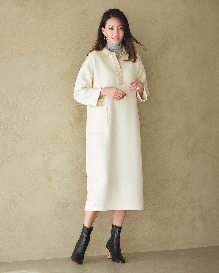 【ドゥクラッセ/DoCLASSE】の綾目ダンボールニット・衿付きワンピース インテリア・キッズ・メンズ・レディースファッション・服の通販 founy(ファニー) https://founy.com/ ファッション Fashion レディースファッション Fashion for Women ワンピース Dresses アウトレット Outlet / Clearance インナー Innerwear カットソー Cut and Sewn Top ストレッチ Stretch, Stretchy Fabric ハイネック High Neck, Mock Neck |ID: prp329100004350808 ipo3291000000036037398