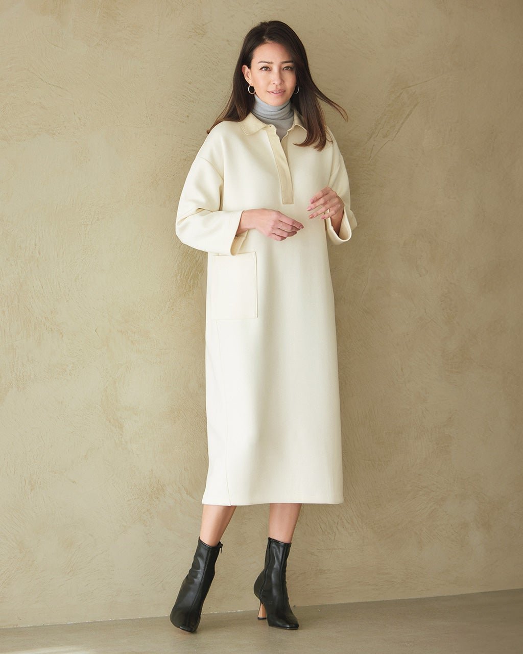 【ドゥクラッセ/DoCLASSE】の綾目ダンボールニット・衿付きワンピース 人気、トレンドファッション・服の通販 founy(ファニー) 　ファッション　Fashion　レディースファッション　Fashion for Women　ワンピース　Dresses　アウトレット　Outlet / Clearance　インナー　Innerwear　カットソー　Cut and Sewn Top　ストレッチ　Stretch, Stretchy Fabric　ハイネック　High Neck, Mock Neck　 other-1|ID: prp329100004350808 ipo3291000000036037398