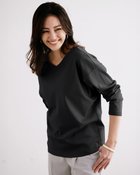 【ドゥクラッセ/DoCLASSE】の浅Vネック/ドルマン長袖ドゥクラッセTシャツ ブラック|ID: prp329100004350822 ipo3291000000036037417