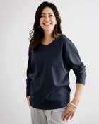 【ドゥクラッセ/DoCLASSE】の浅Vネック/ドルマン長袖ドゥクラッセTシャツ ミッドナイトブルー|ID: prp329100004350822 ipo3291000000036037420