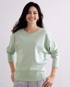 【ドゥクラッセ/DoCLASSE】の浅Vネック/ドルマン長袖ドゥクラッセTシャツ グリーングレー|ID: prp329100004350822 ipo3291000000036037425