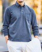 【ドゥクラッセ/DoCLASSE / MEN】の超長綿リファインドポロ 長袖 杢ブルー|ID: prp329100004350825 ipo3291000000030383339