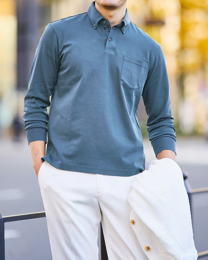 【ドゥクラッセ/DoCLASSE / MEN】の超長綿リファインドポロ 長袖 インテリア・キッズ・メンズ・レディースファッション・服の通販 founy(ファニー) https://founy.com/ ファッション Fashion メンズファッション Fashion for Men トップス・カットソー Cut & Sew Tops メンズシャツ Shirts ポロシャツ / きれいめカジュアルスタイル Polo Shirts ダウン Down, Puffer フィット Fit, Slim Fit メンズ Men's, Menswear エレガント 上品 Elegant 抗菌 Antibacterial, Bacteria-Resistant 長袖 Long Sleeve, Full Sleeve |ID: prp329100004350825 ipo3291000000034348787