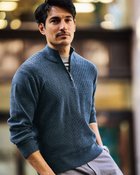 【ドゥクラッセ/DoCLASSE / MEN】のコットンブレンド巧み編みハーフジップ ブルー|ID: prp329100004350839 ipo3291000000030383459