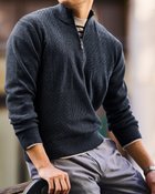 【ドゥクラッセ/DoCLASSE / MEN】のコットンブレンド巧み編みハーフジップ ネイビー|ID: prp329100004350839 ipo3291000000030383468